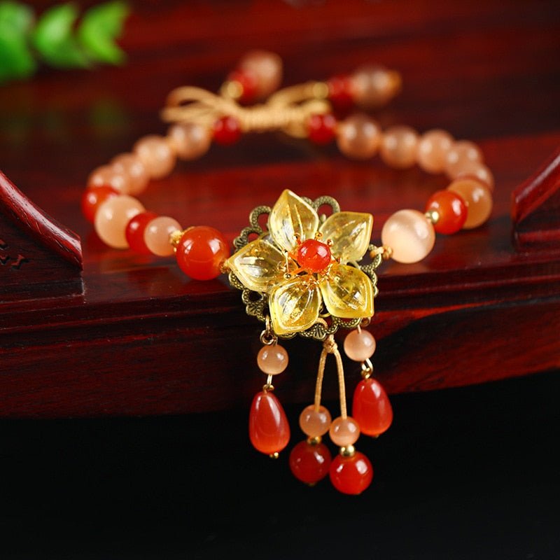 Natural Semi-Precious Stone Flower Dangle Anklets - 9 Styles - Ideal Place Market