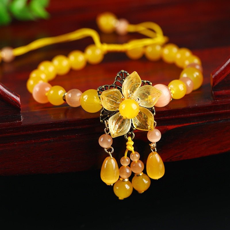 Natural Semi-Precious Stone Flower Dangle Anklets - 9 Styles - Ideal Place Market