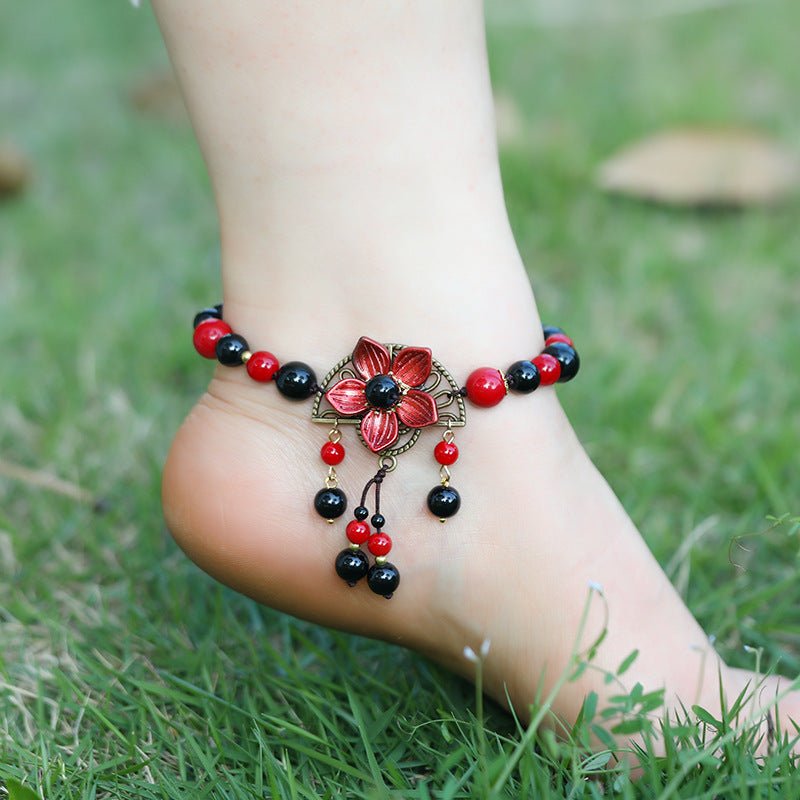 Natural Semi-Precious Stone Flower Dangle Anklets - 9 Styles - Ideal Place Market