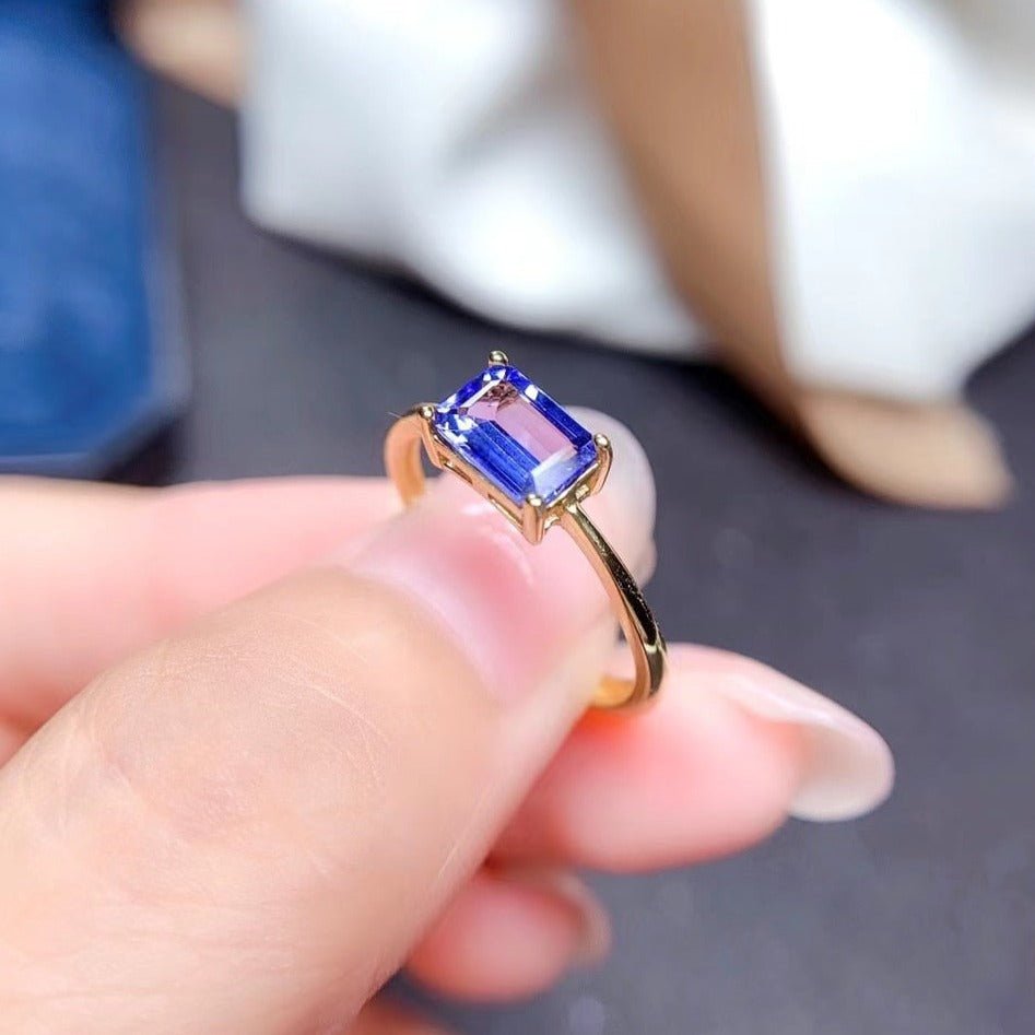 Natural Tanzanite in 18k Gold Plated S925 Silver Ring - Ideal Place Market