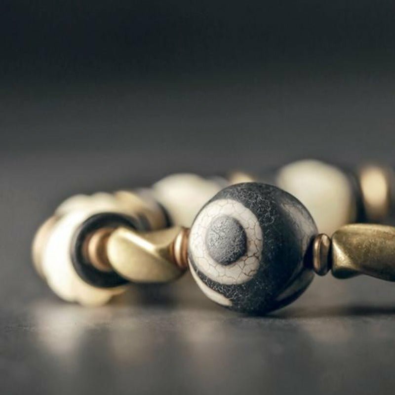 Natural White Camel Bone & Evil Eye Bracelet - Ideal Place Market