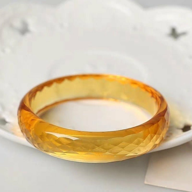 Natural Yellow Faceted Citrine Quartz Bangle Bracelet 54-61mm - Ideal Place Market