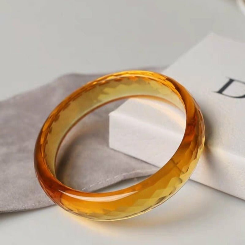 Natural Yellow Faceted Citrine Quartz Bangle Bracelet 54-61mm - Ideal Place Market