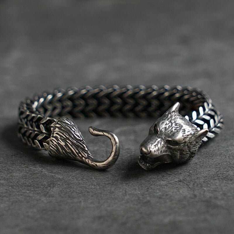 Nordic Wolf Bracelet in Rustic Stainless Steel - Ideal Place Market