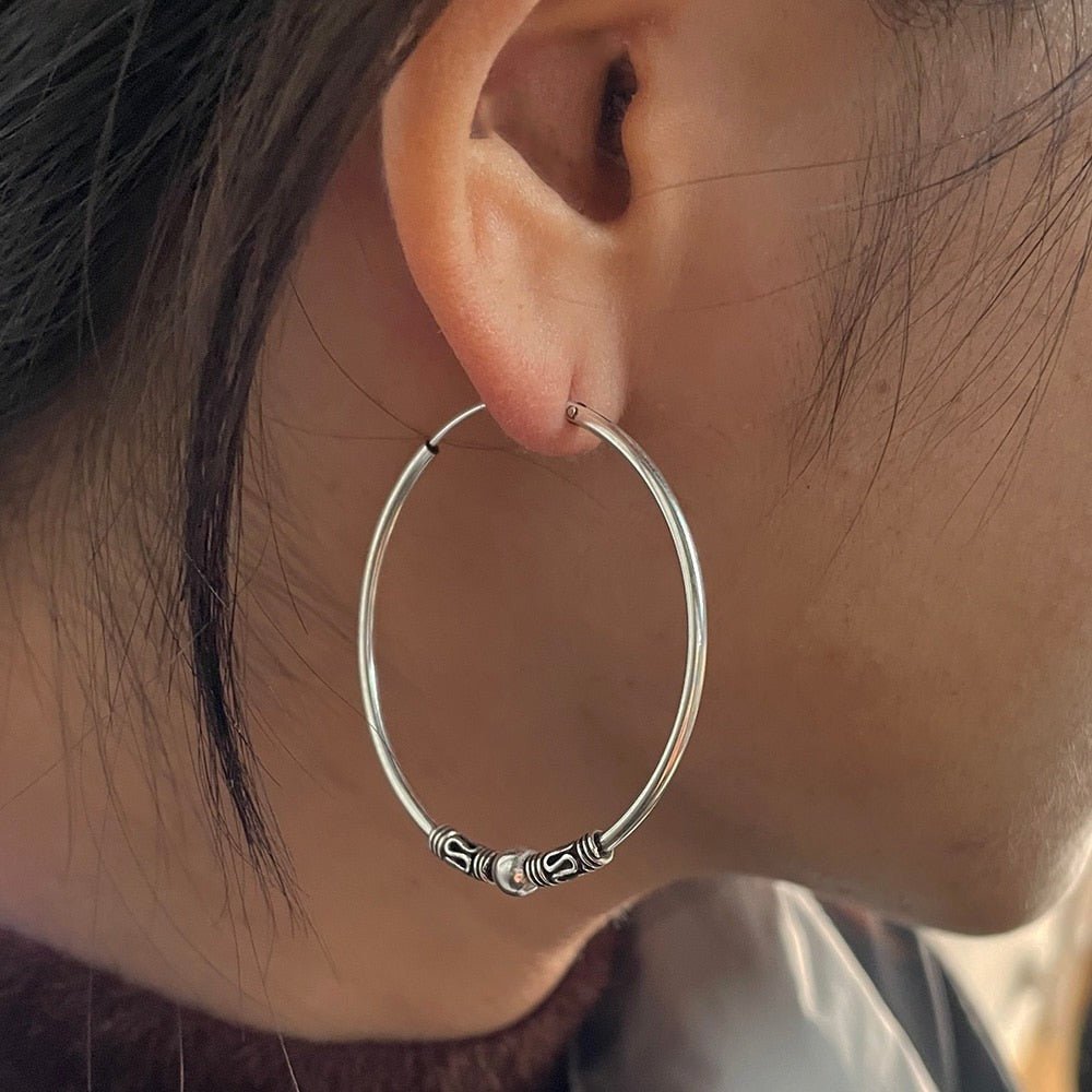 Old World Hoop Earrings in S925 Silver - Ideal Place Market