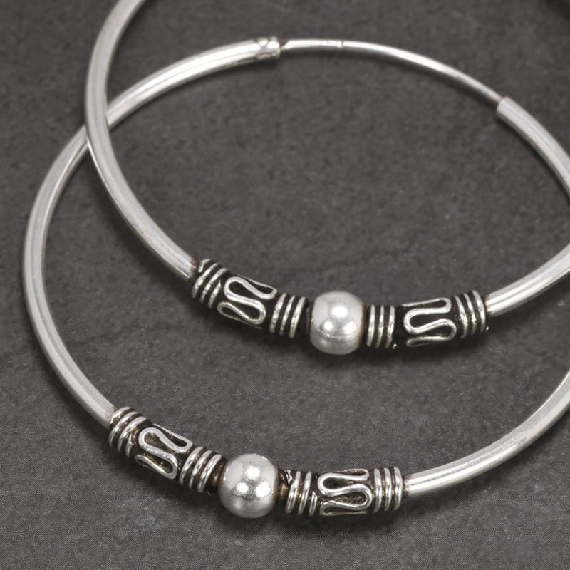 Old World Hoop Earrings in S925 Silver - Ideal Place Market