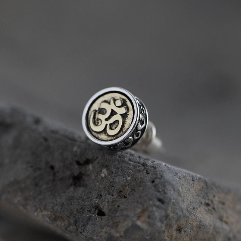 OM Mantra Stud Earrings in Brass and/or S925 Silver - Ideal Place Market