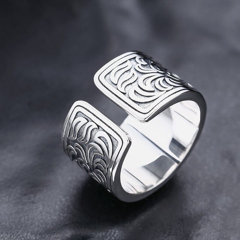 Ornate Growling Tiger Ring in Adjustable 925 Silver - Ideal Place Market