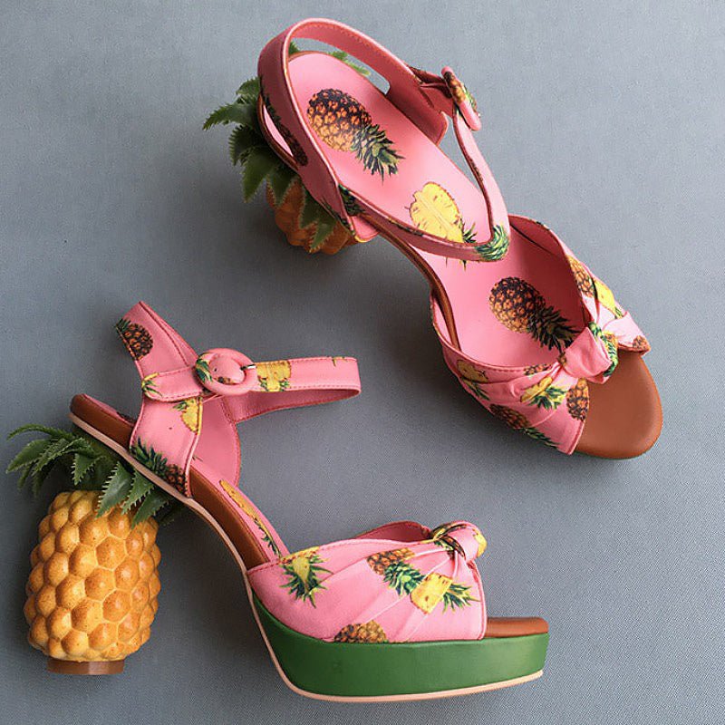 Passports & Pineapples Festive Super High Platform Vacation Sandals - Ideal Place Market