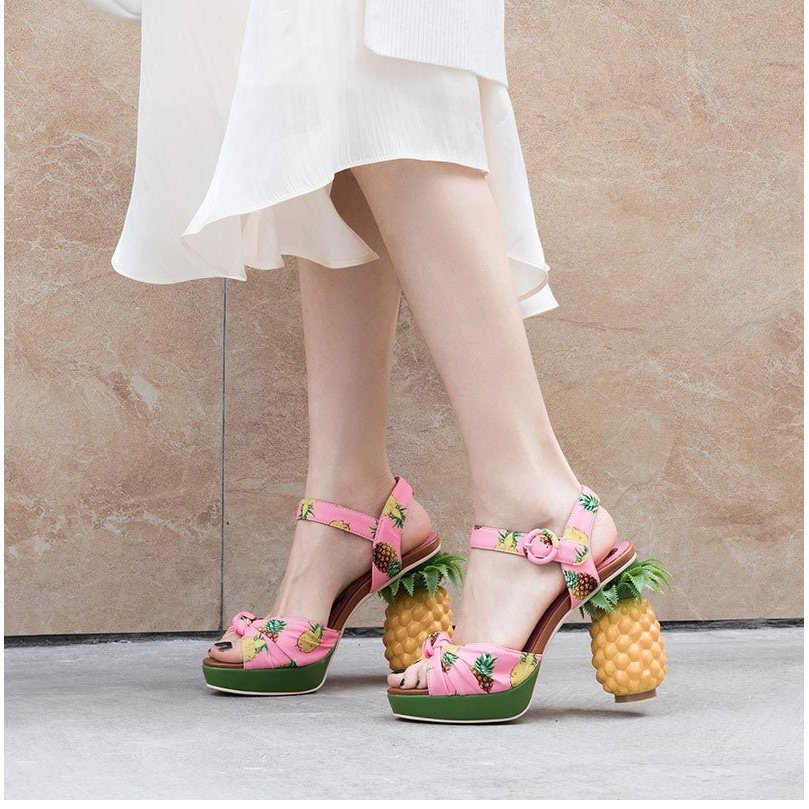 Passports & Pineapples Festive Super High Platform Vacation Sandals - Ideal Place Market