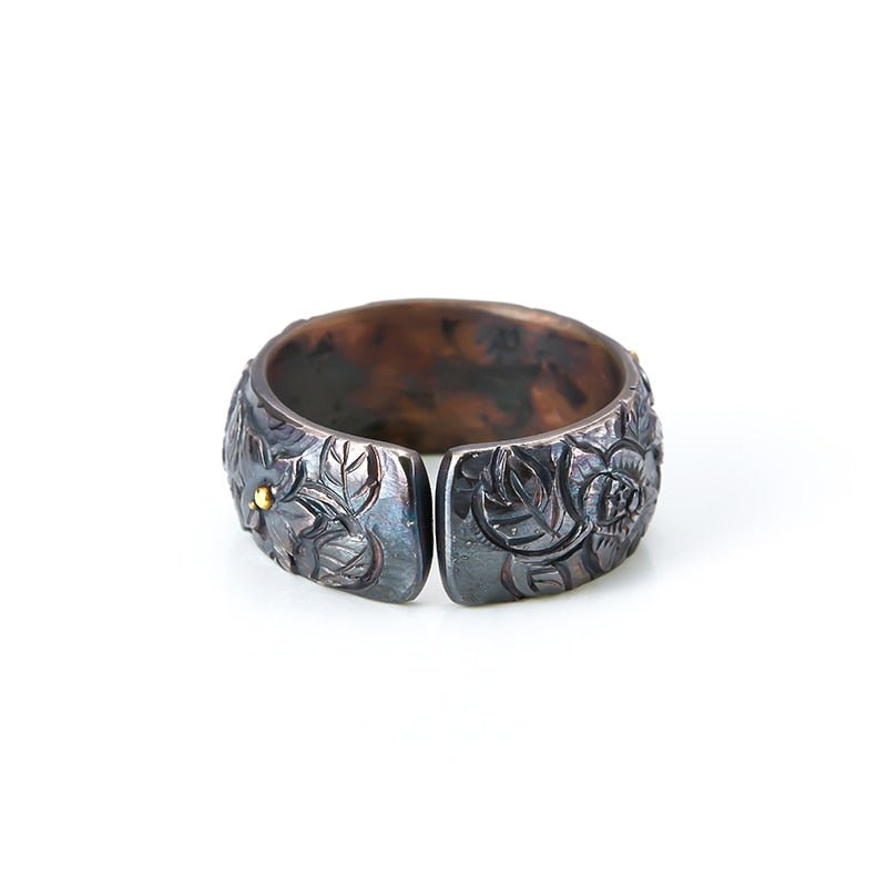 Patina 'Forest Floor' Oxidized S999 Silver Ring - Ideal Place Market