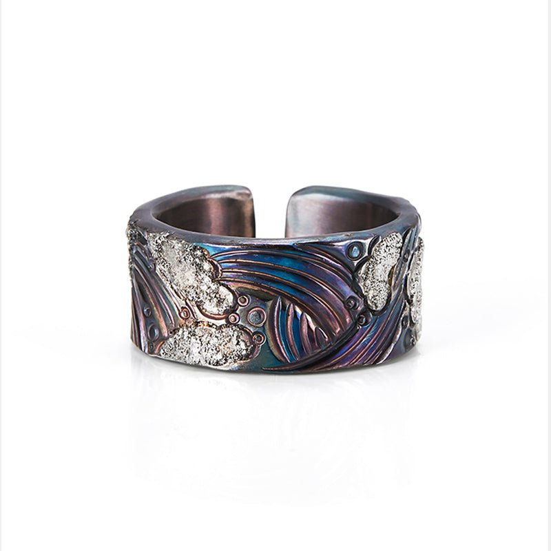 Patina Oxidized Dreamscape on S999 Silver Adjustable Ring - Ideal Place Market