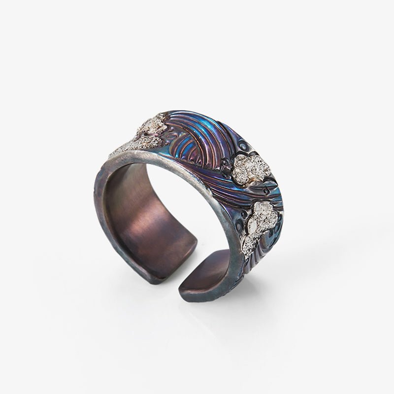 Patina Oxidized Dreamscape on S999 Silver Adjustable Ring - Ideal Place Market