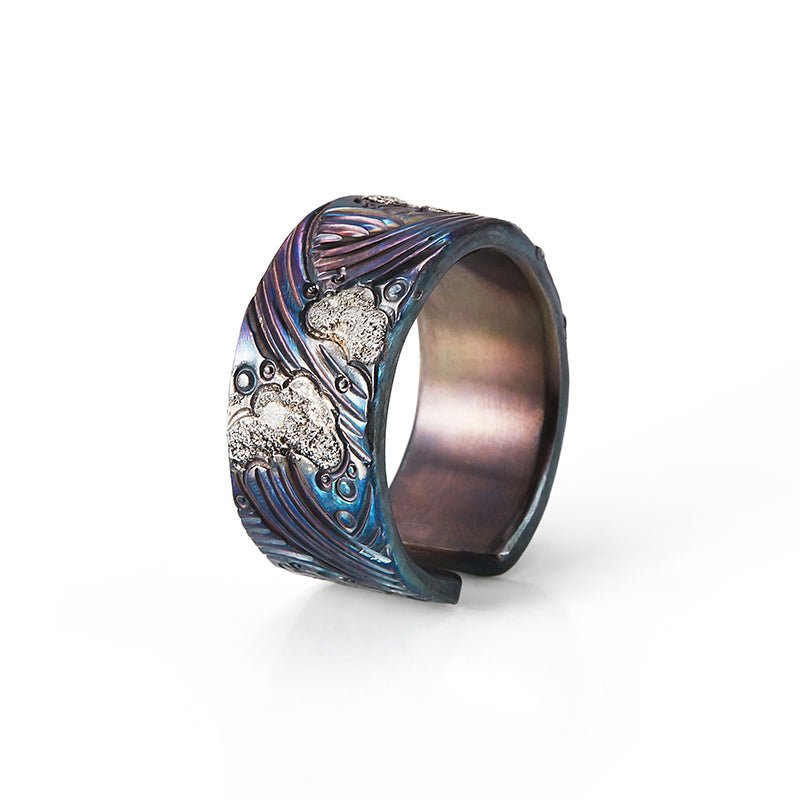 Patina Oxidized Dreamscape on S999 Silver Adjustable Ring - Ideal Place Market