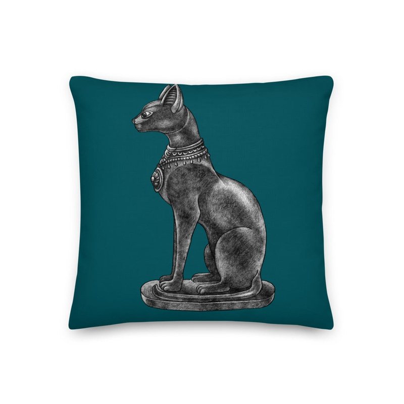 Premium Stuffed Ancient Egyptian Bastet & Eye of Horus Reversible Throw Pillows - Ideal Place Market