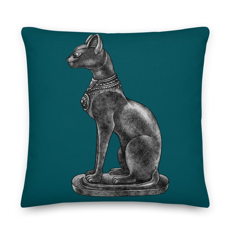 Premium Stuffed Ancient Egyptian Bastet & Eye of Horus Reversible Throw Pillows - Ideal Place Market