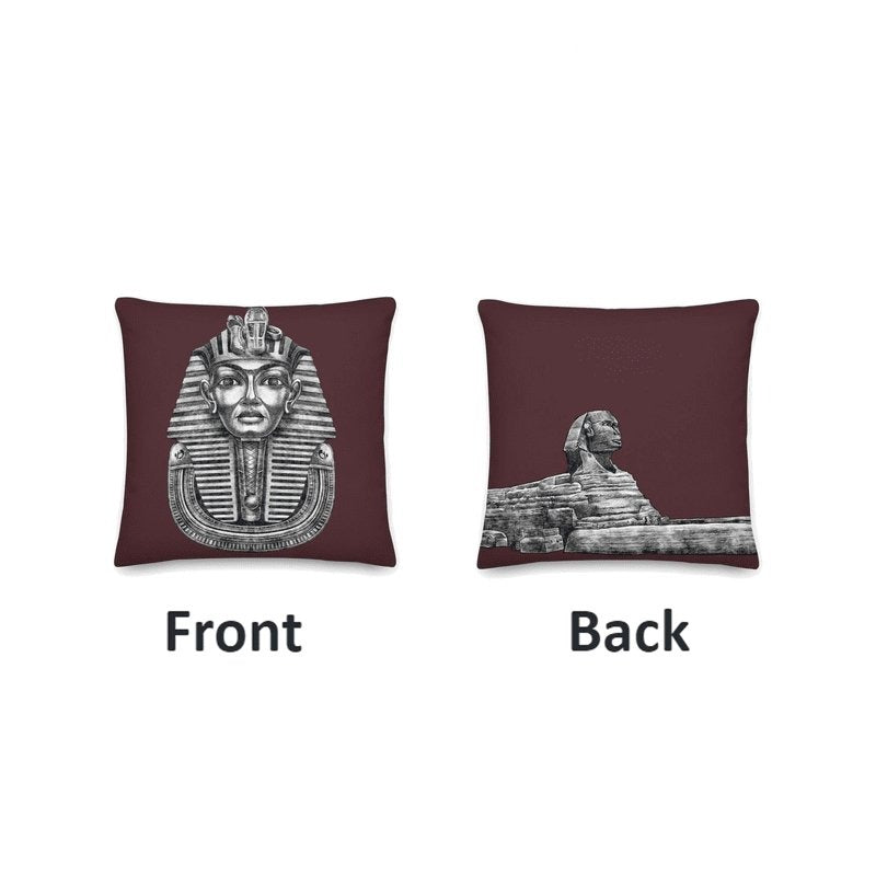 Premium Stuffed Ancient Egyptian Pharaoh & Sphinx Reversible Throw Pillows - Ideal Place Market