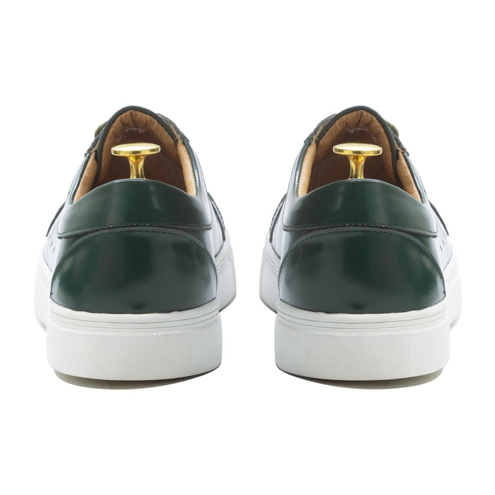 Rich Green Leather Lace-Up Derby Sneaker - Ideal Place Market