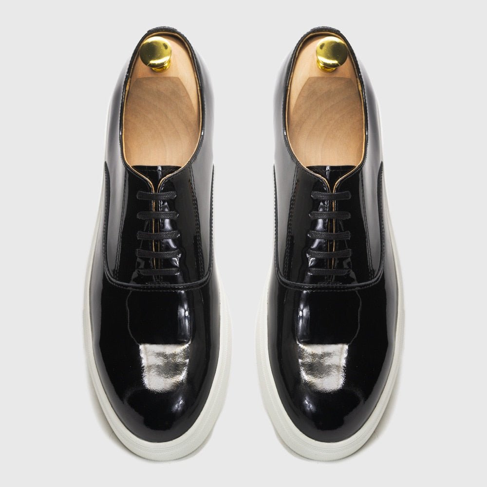 Rich Patent Leather Lace-up Derby Sneaker - Ideal Place Market