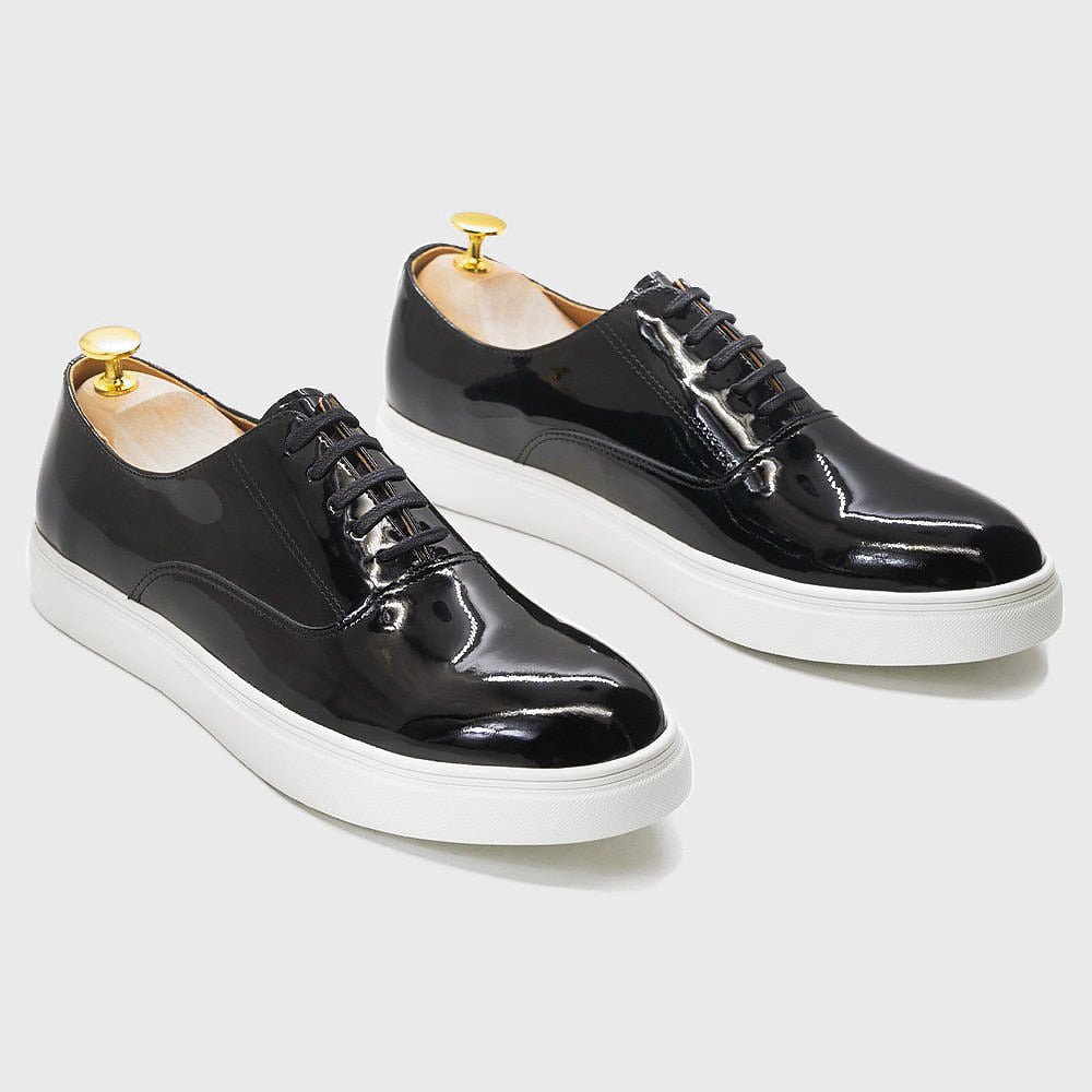 Rich Patent Leather Lace-up Derby Sneaker - Ideal Place Market