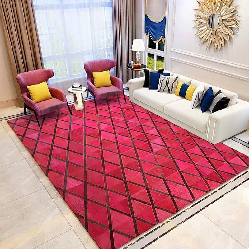 Room-Lifting Fuchsia Cowhide Patchwork Area Rug - Ideal Place Market