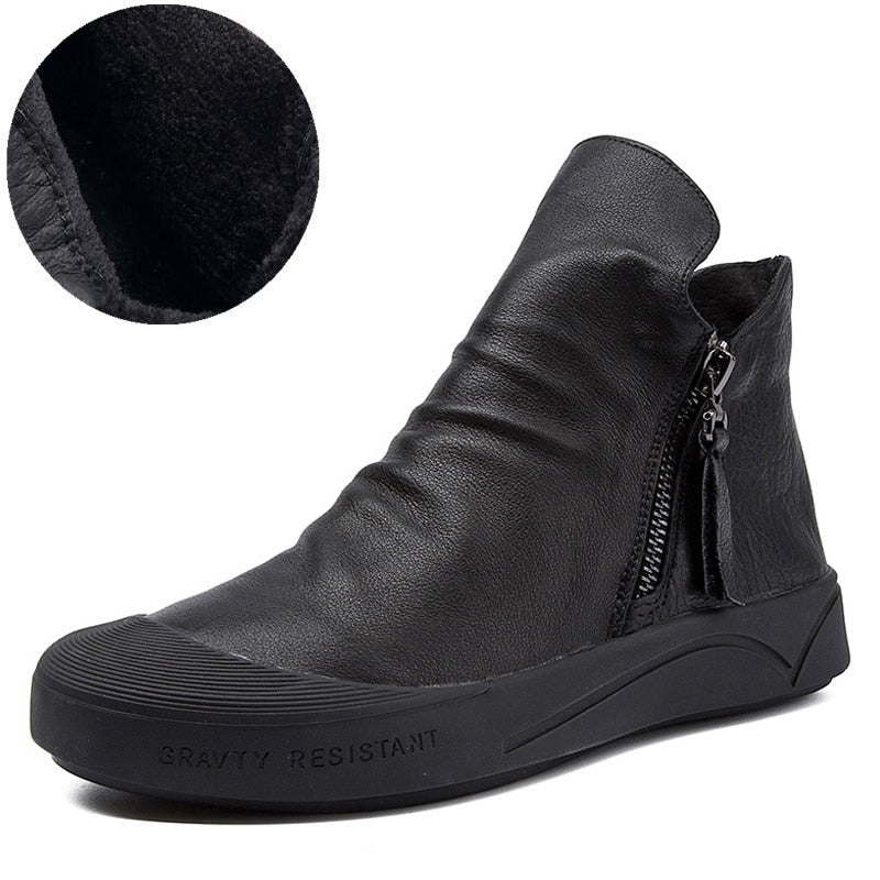 Ruched Genuine Leather Rubber Bottom Ankle Booties - Your Choice of Lining - Ideal Place Market