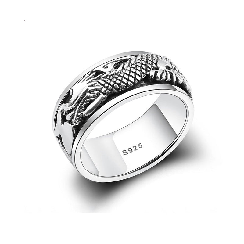 S925 Silver Spinner Dragon Ring for Men - Ideal Place Market