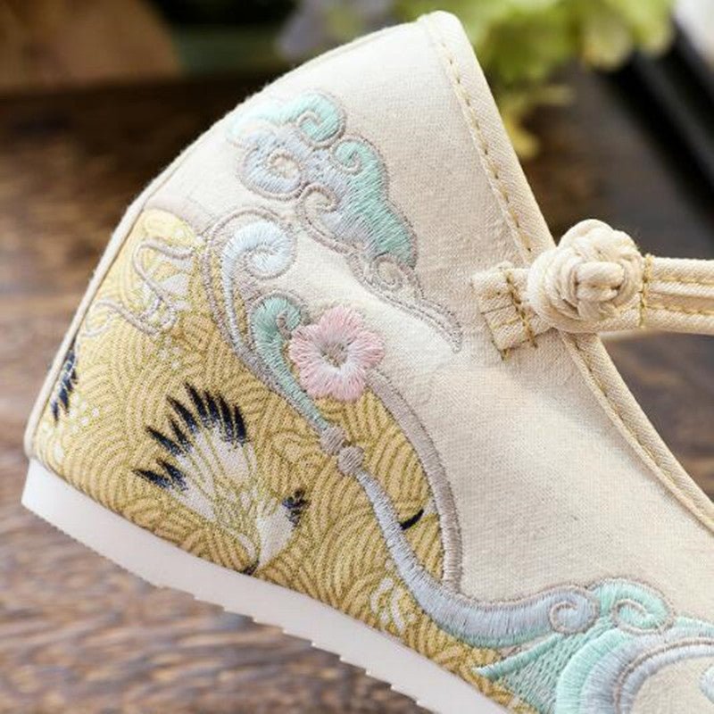 Sea & Crane Traditional Embroidered Canvas Round Toe Mary Janes - Ideal Place Market