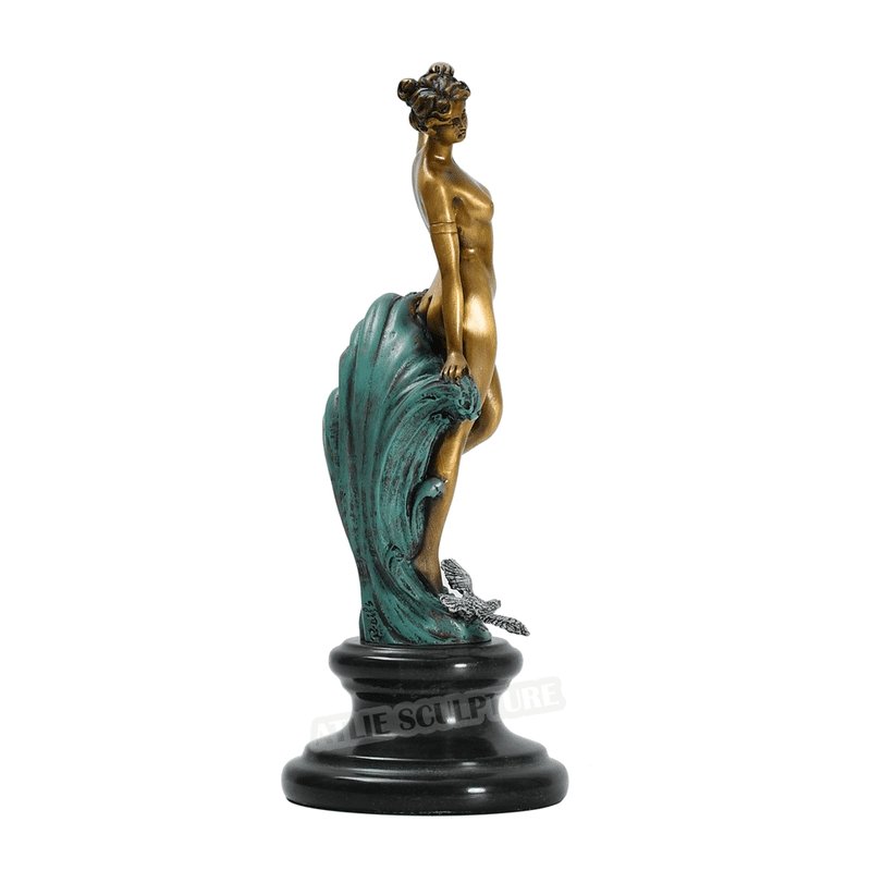 Sea-Nymph Bronze Sculpture with Marble Base - Ideal Place Market