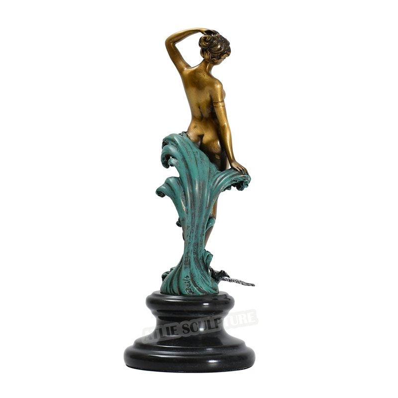 Sea-Nymph Bronze Sculpture with Marble Base - Ideal Place Market