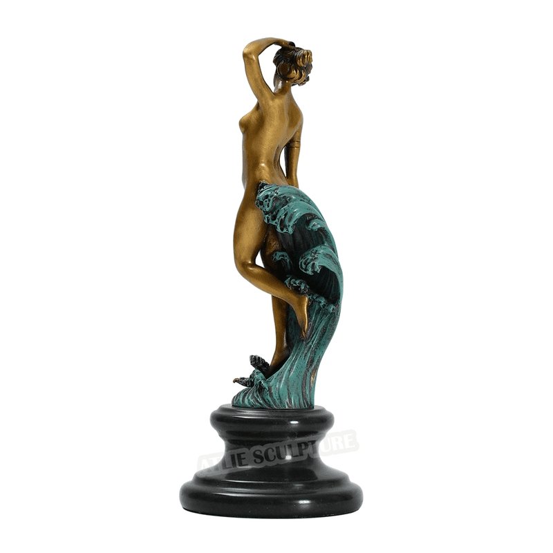 Sea-Nymph Bronze Sculpture with Marble Base - Ideal Place Market