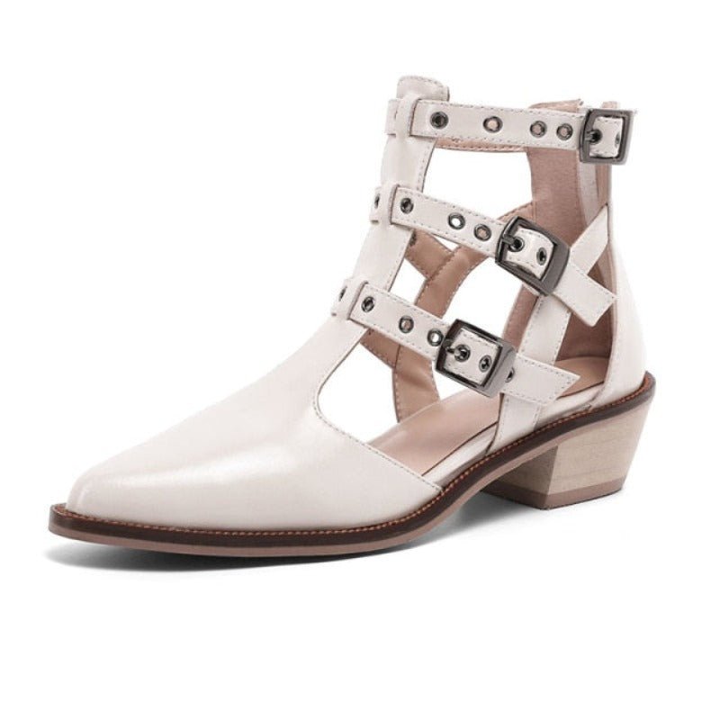 Sheepskin Lined Closed-Toe Western Heel Gladiators - Ideal Place Market