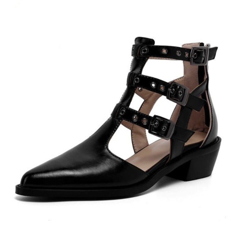 Sheepskin Lined Closed-Toe Western Heel Gladiators - Ideal Place Market