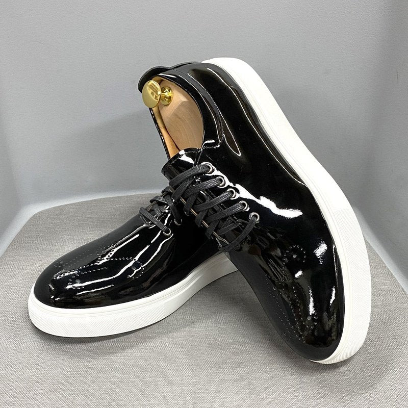 Slick Patent Leather Street Loafer with Custom Perforated Toe - Ideal Place Market