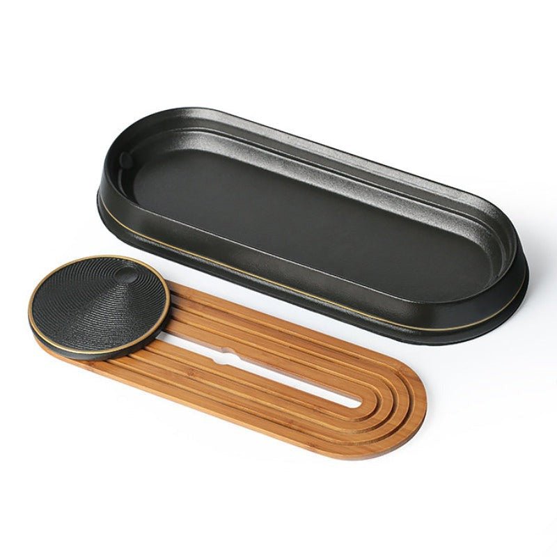 Soft Cornered Ceramic & Bamboo Teapot Tray - Ideal Place Market