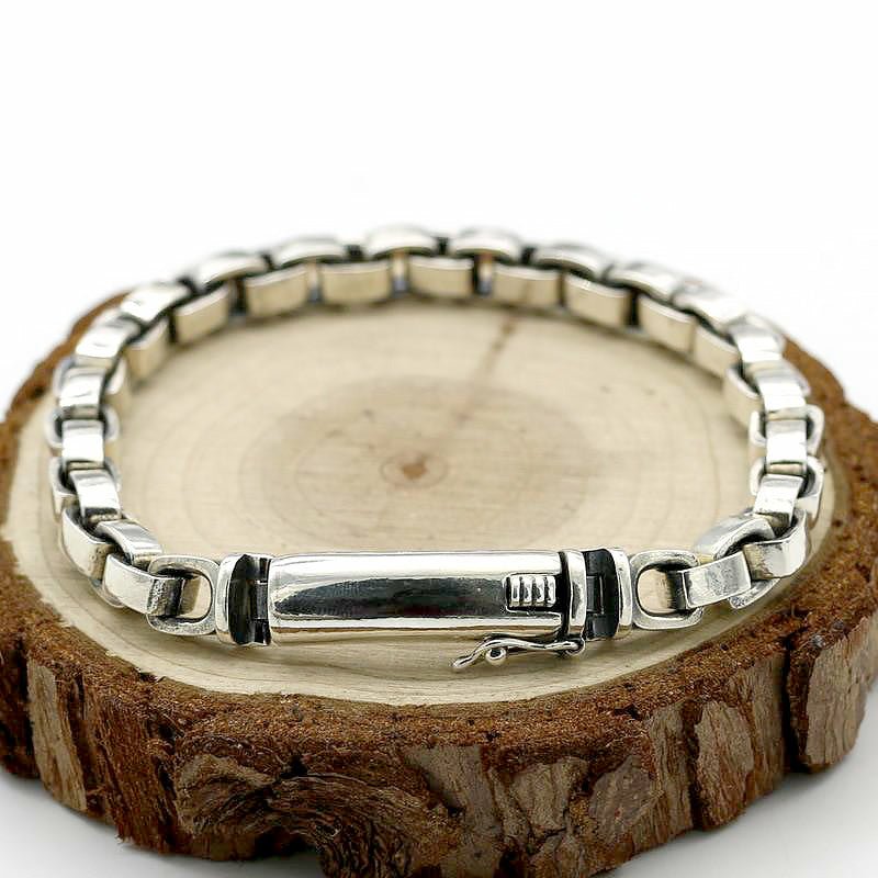 Solid Thai Silver Square Link Men's Bracelet - Ideal Place Market