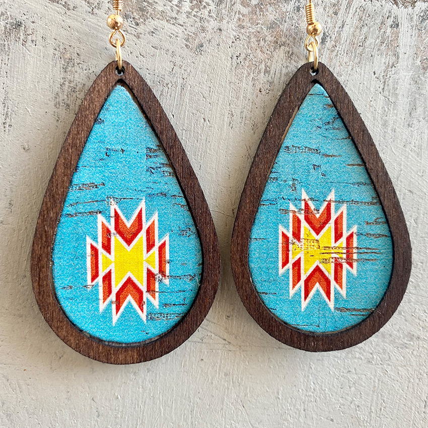 Southwest Themed Natural Cork & Wood Dangle Earrings - Ideal Place Market