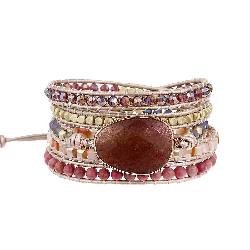 Strawberry Quartz & Natural Stone Wrap Bracelets - Ideal Place Market