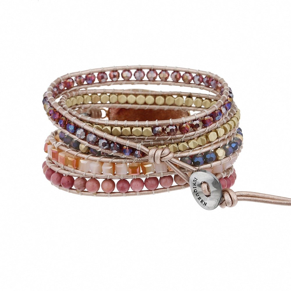 Strawberry Quartz & Natural Stone Wrap Bracelets - Ideal Place Market