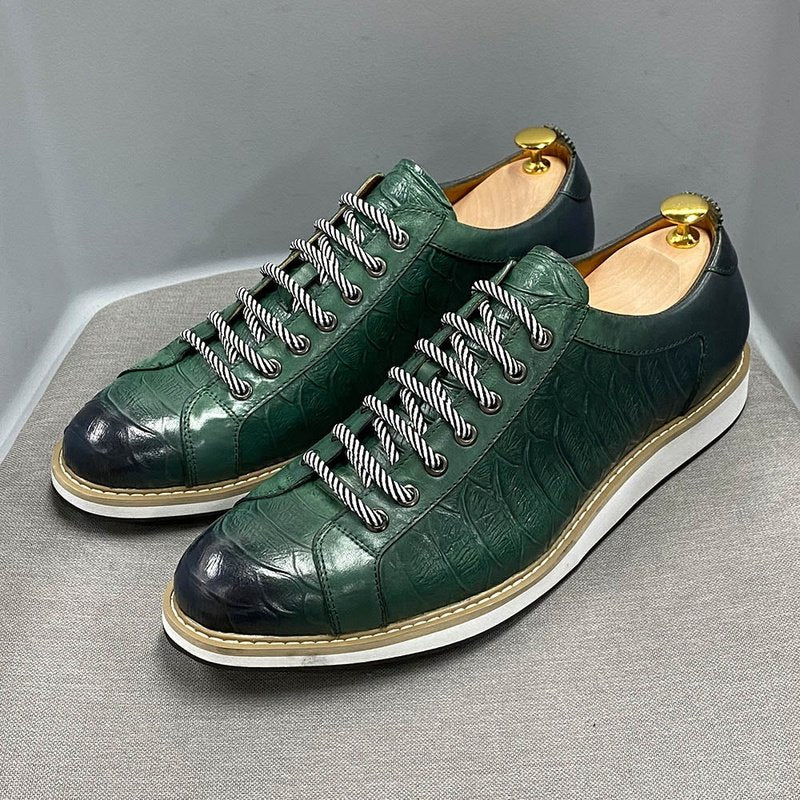 Genuine Leather Alligator Print Derby Sneaker for Men - Ideal Place Market