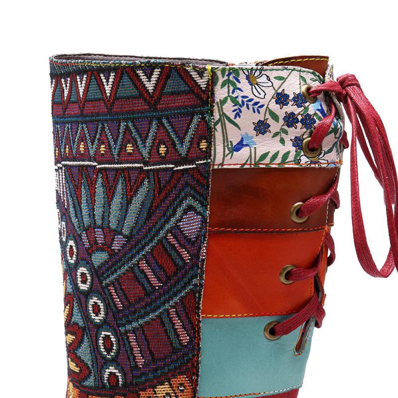 Tanned Leather & Southwestern Embroidered Rubber Bottom 