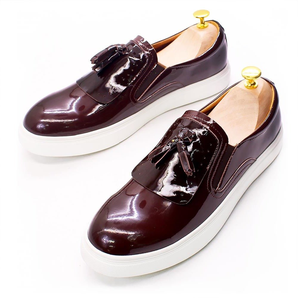 Tasseled Patent Leather Street Loafer for Men - Ideal Place Market