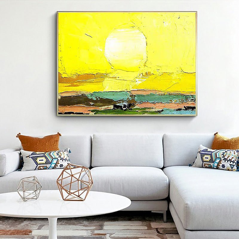 Textured Abstract Sunrise Knife Painting on Canvas - Ideal Place Market