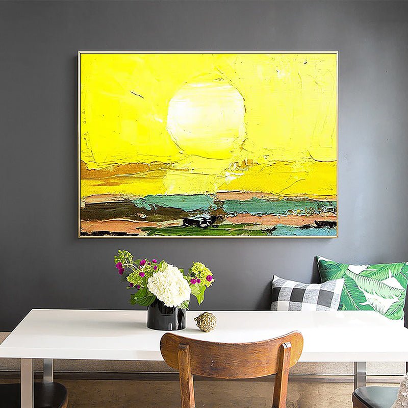 Textured Abstract Sunrise Knife Painting on Canvas - Ideal Place Market