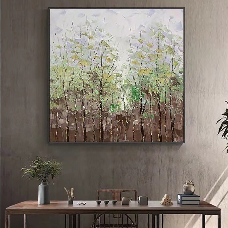 Textured 'Minimalist Forest' Hand Painting on Canvas - Ideal Place Market