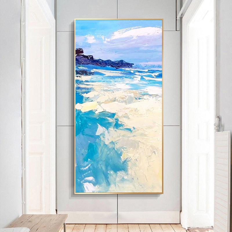 Textured Ocean Front Knife Painting on Canvas