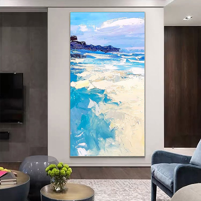 Textured Ocean Front Knife Painting on Canvas