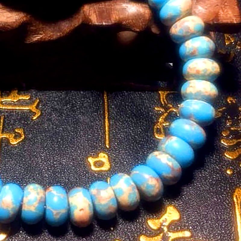 Tibetan Dzi Beaded Sky Blue Agate Bracelet - Ideal Place Market