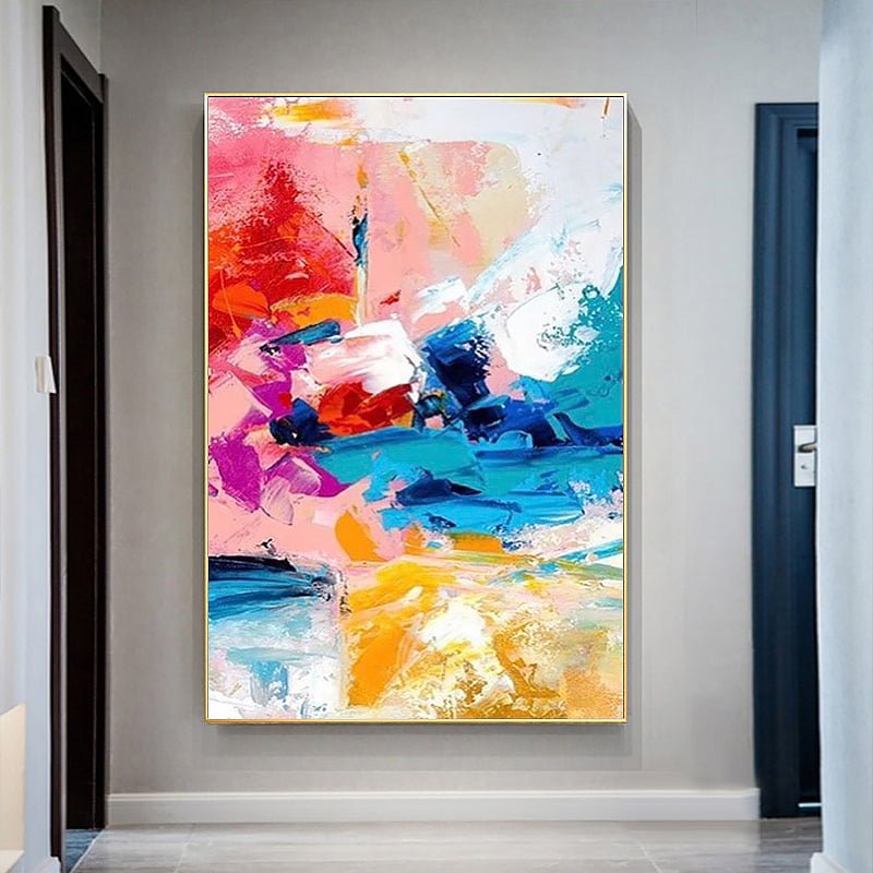 Vibrant 100% Hand-Painted Abstract Painting on Canvas - Ideal Place Market