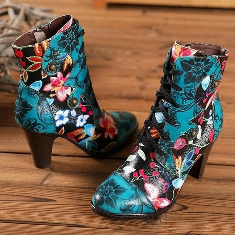 Victorian Hand-Painted Leather Boots - Ideal Place Market